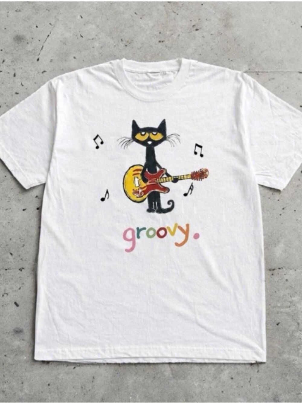 Pete the Cat Groovy Guitar oversized tee Unisex T-Shirt - Picture 1 of 1